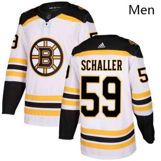 Mens Adidas Boston Bruins 59 Tim Schaller Authentic White Away NHL Jersey